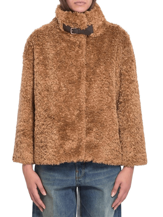HERNO Faux Fur Funnel Collar Jacket