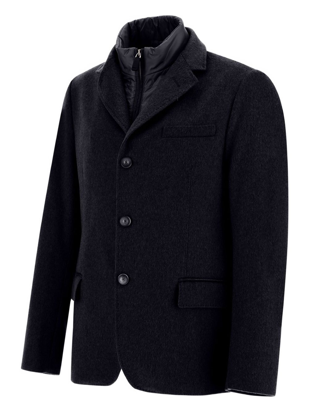 HERNO Slim Fit Cashmere Blazer with Detachable Padded Bib