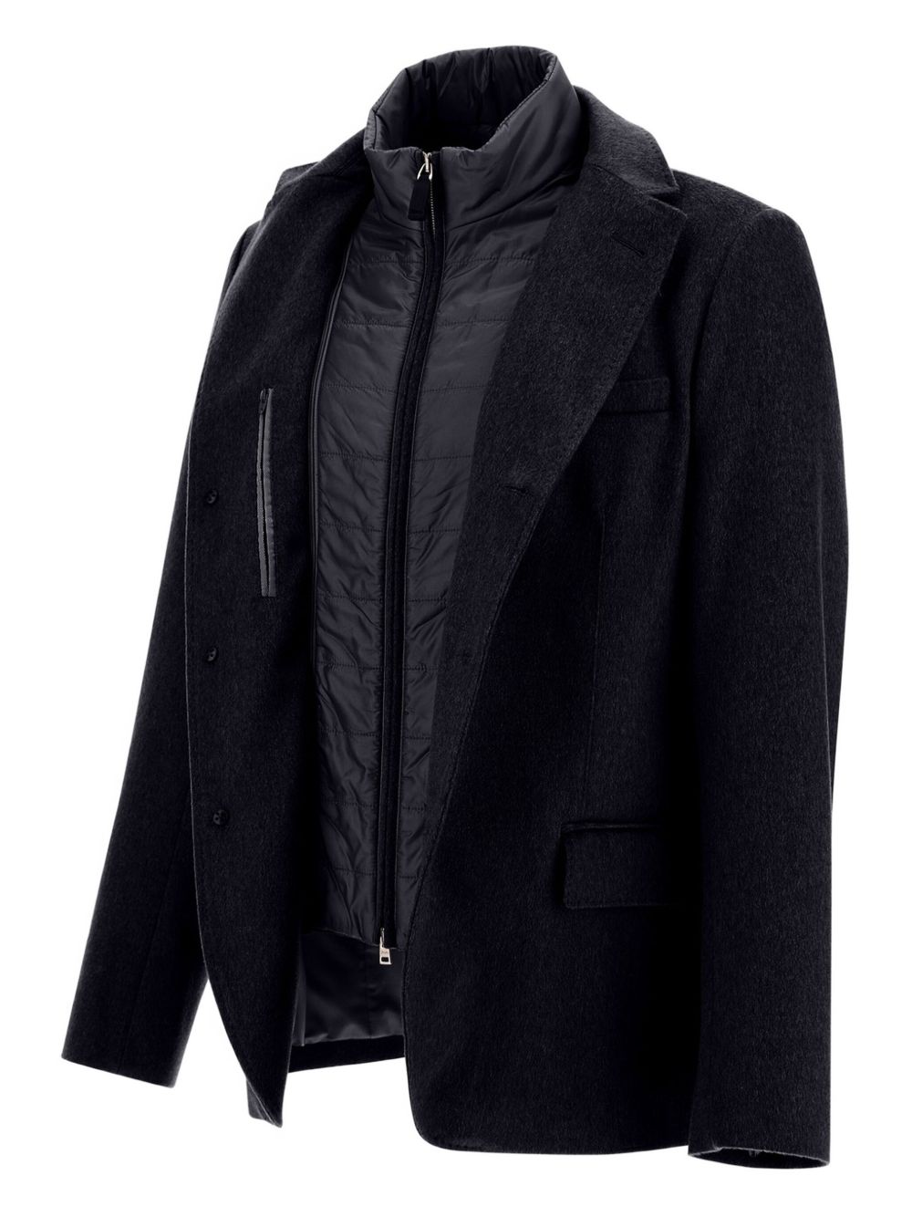 HERNO Slim Fit Cashmere Blazer with Detachable Padded Bib