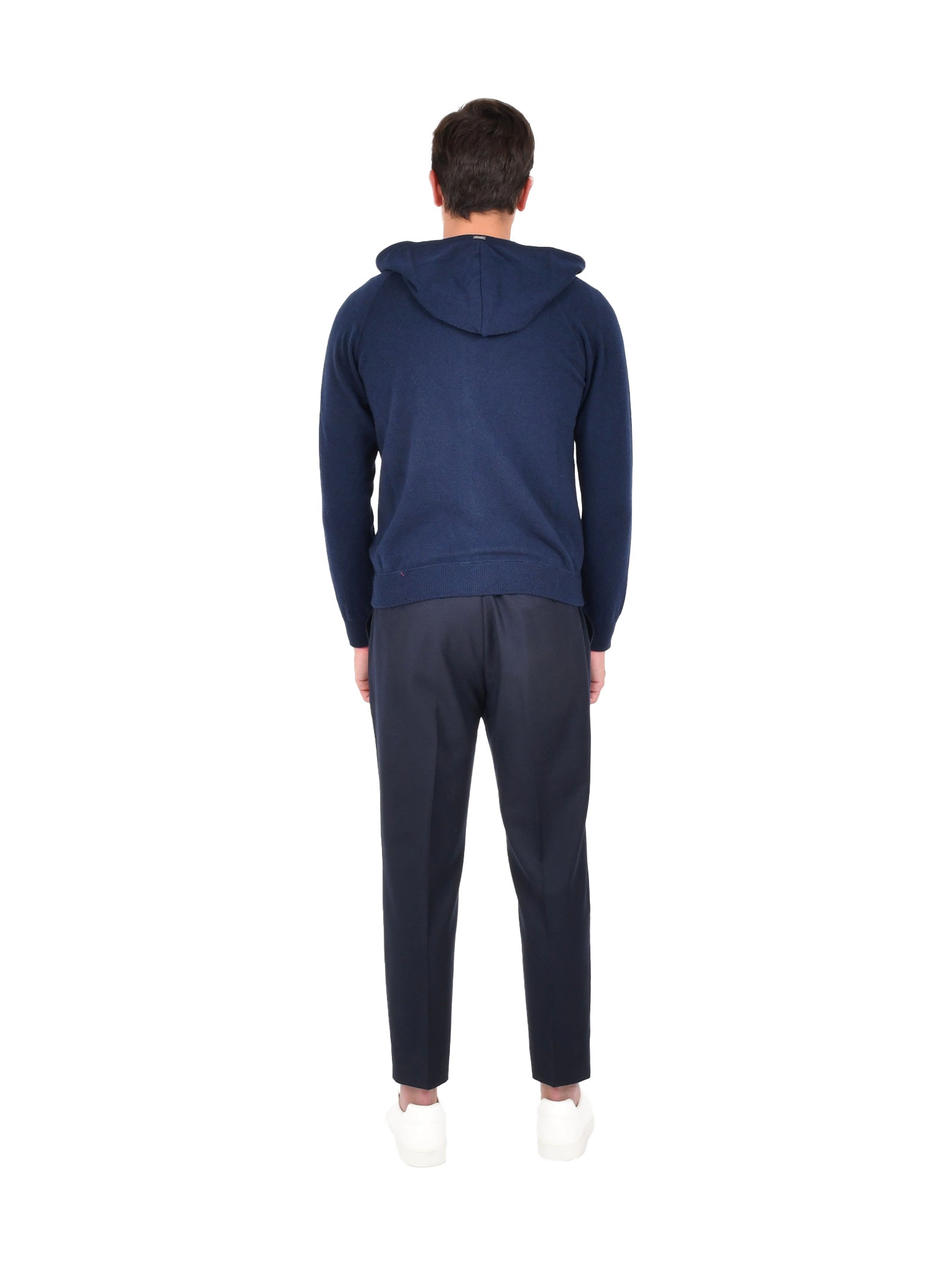 HERNO Zip-Up Cardigan with Cozy Hood for Men