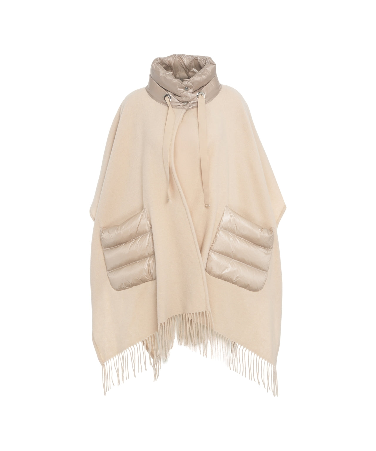 HERNO Luxurious Cape with High Collar and Fringed Hem