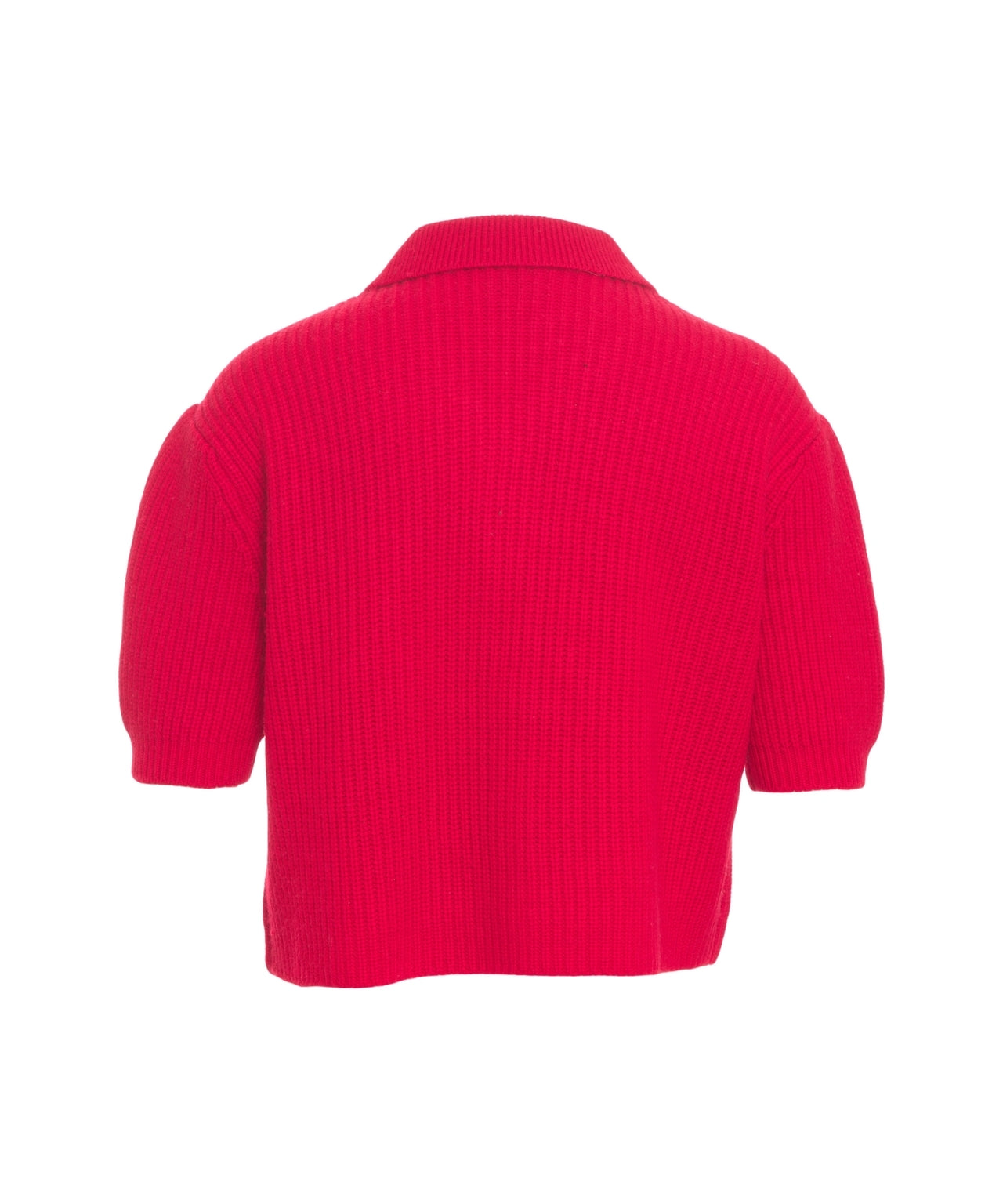 HERSKIND Elegant Polo Collar Cardigan with Puff Sleeves