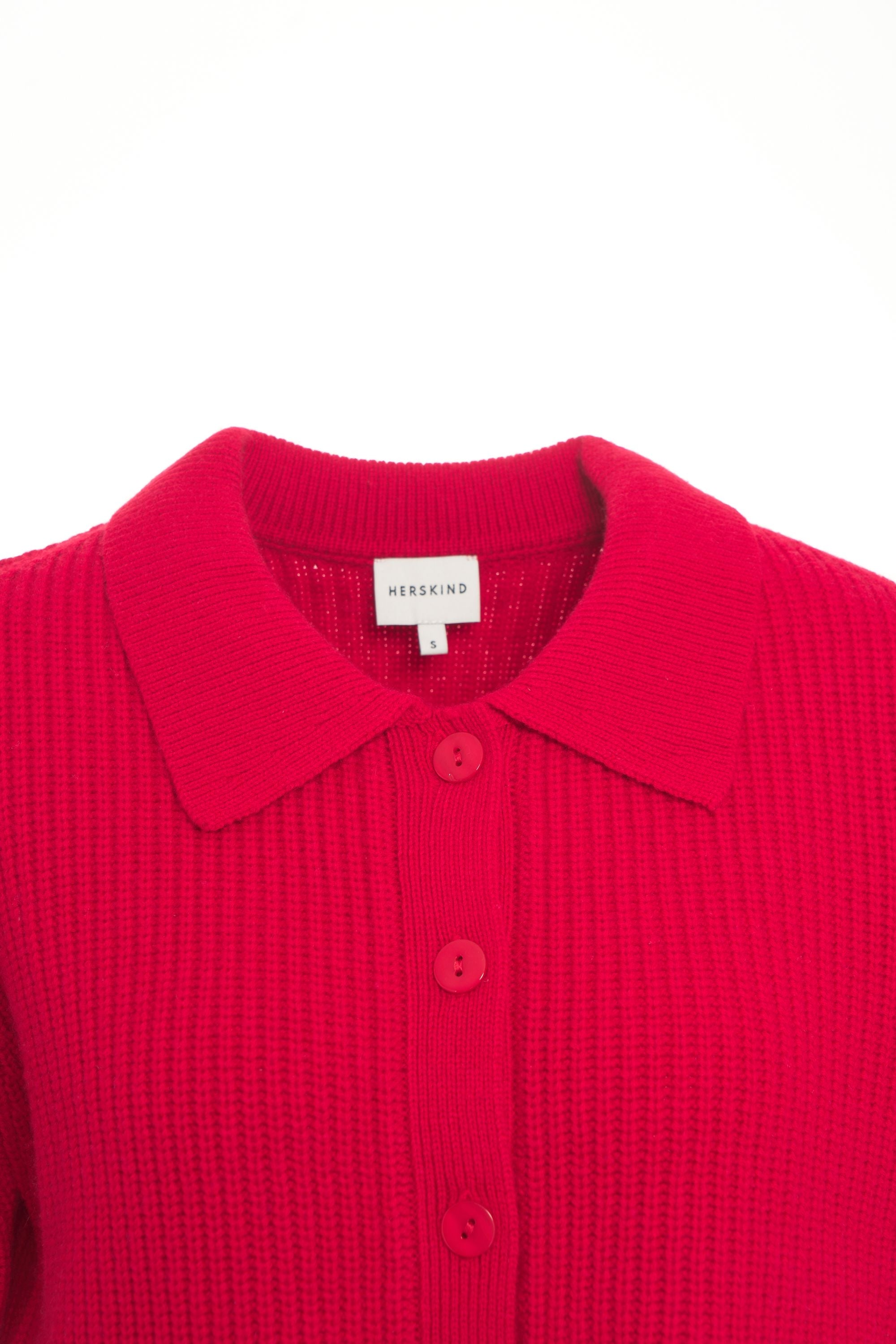 HERSKIND Elegant Polo Collar Cardigan with Puff Sleeves