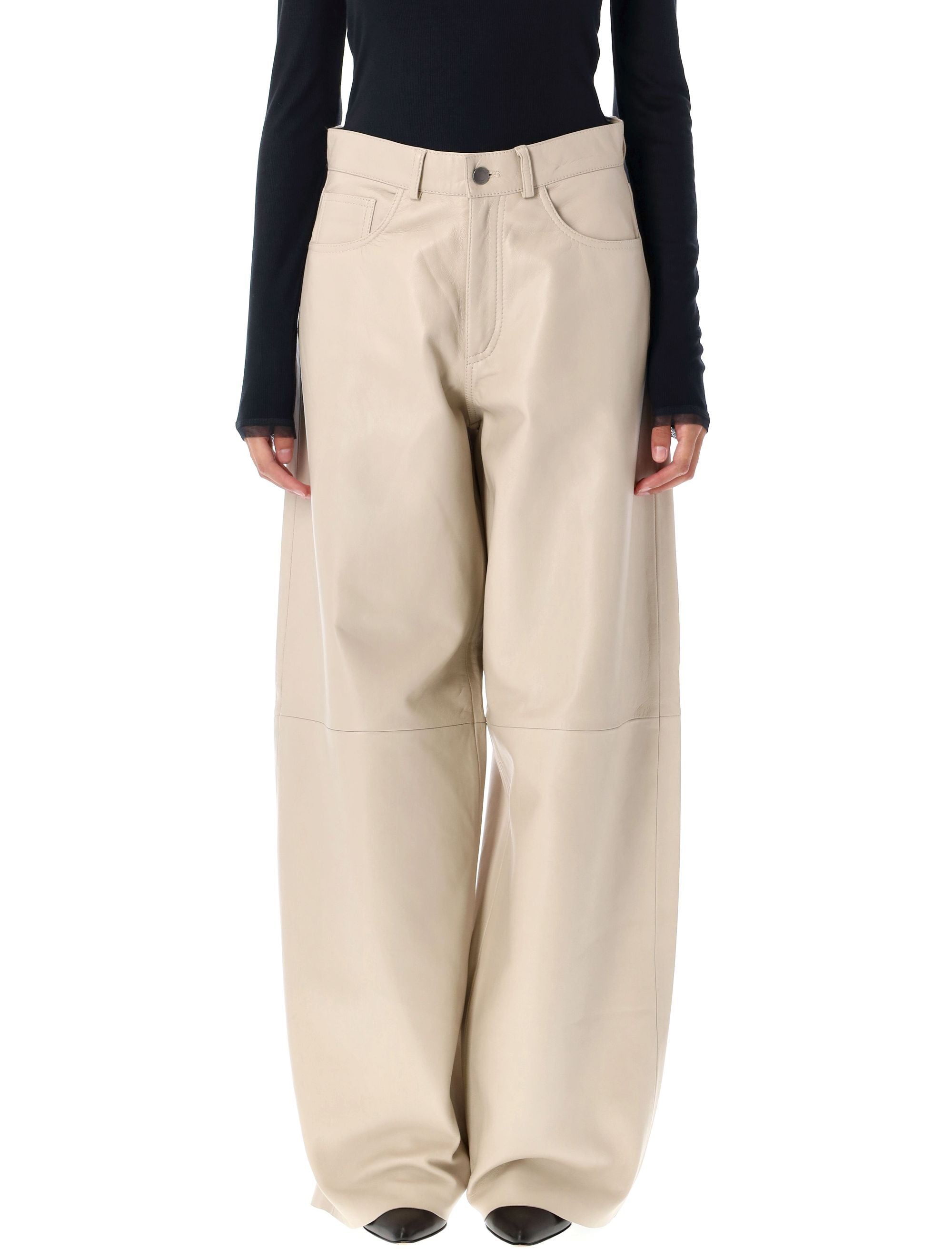 HAIKURE Mid-Rise Wide Leg Leather Pants - Size 26