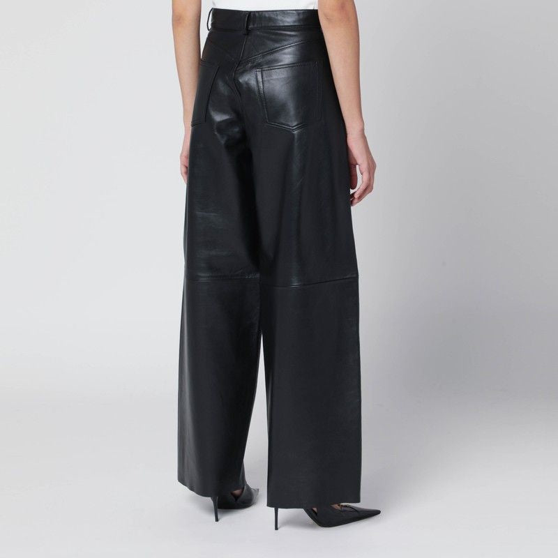 HAIKURE Wide Leg Black Leather Pants for Women