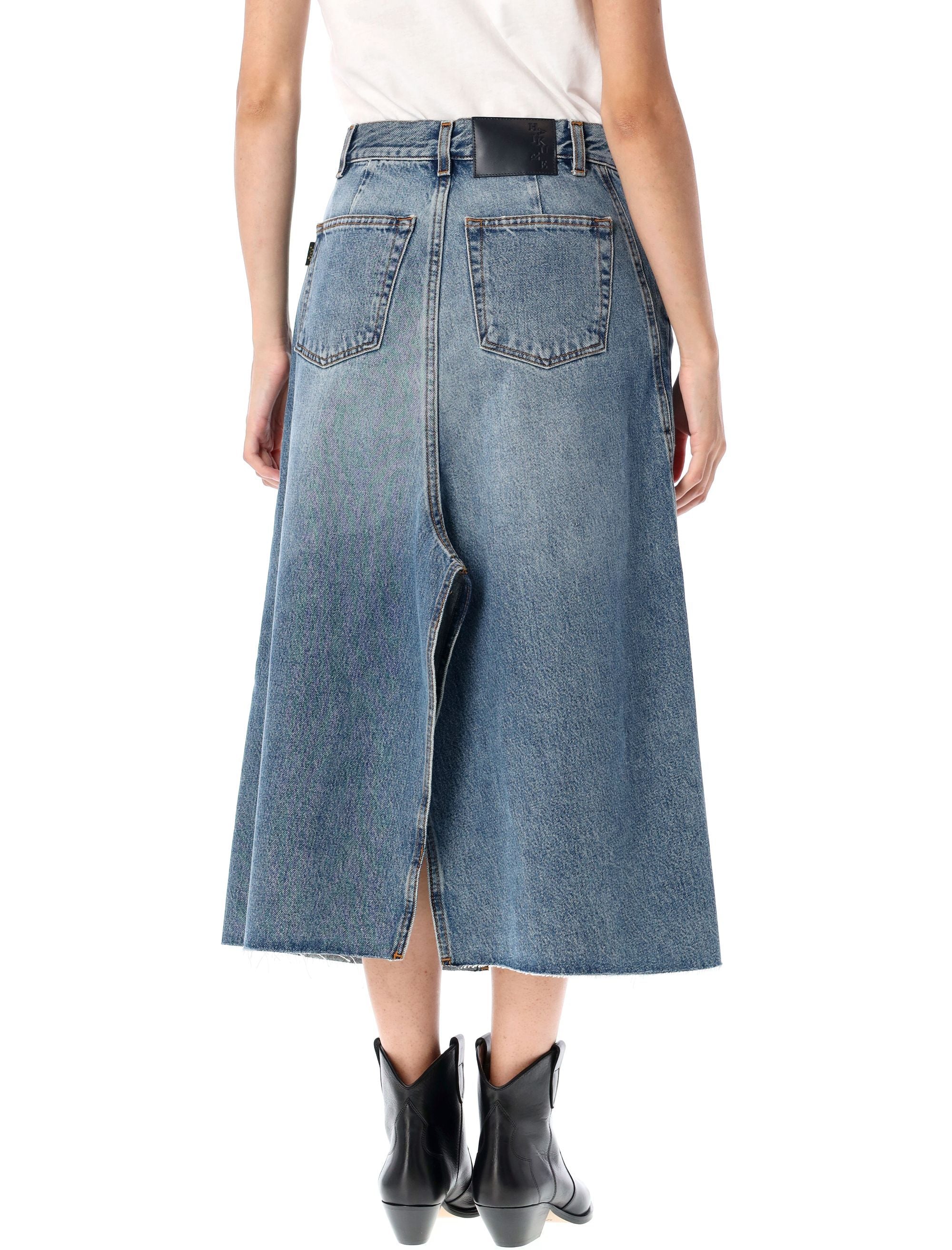 HAIKURE Mid-Length Flared Denim Skirt - Size 27