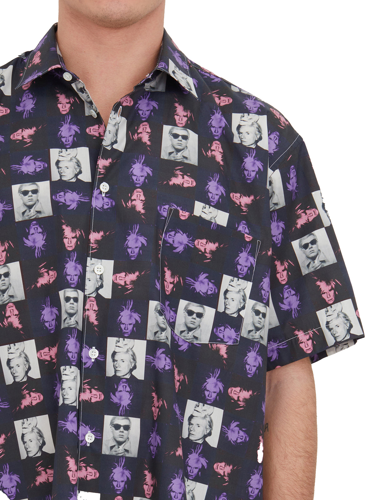 COMME DES GARÇONS SHIRT Andy Warhol Mini Print Short Sleeve Shirt (Size M)