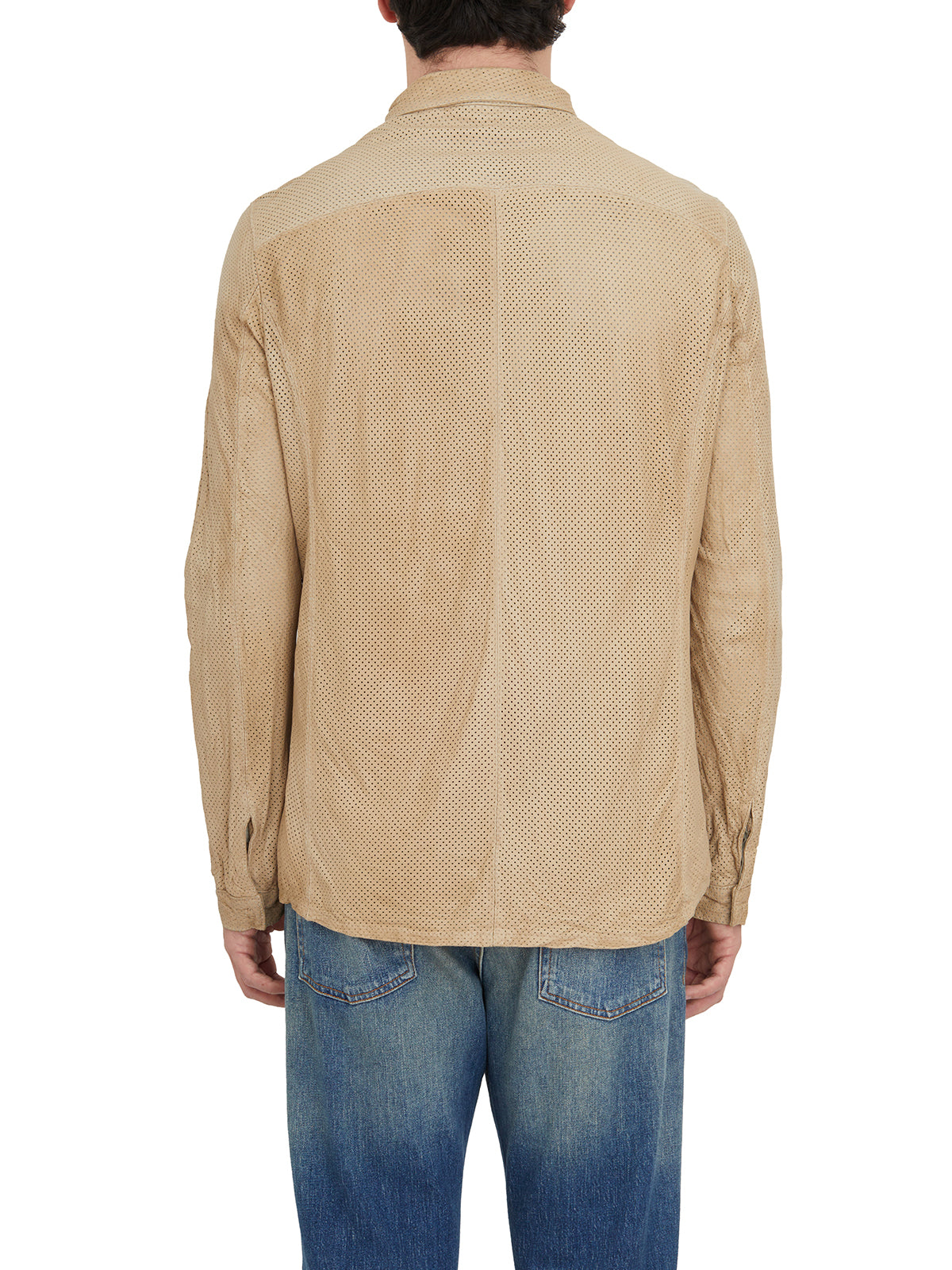 GIORGIO BRATO Men's Perforated Leather Shirt - Size 50