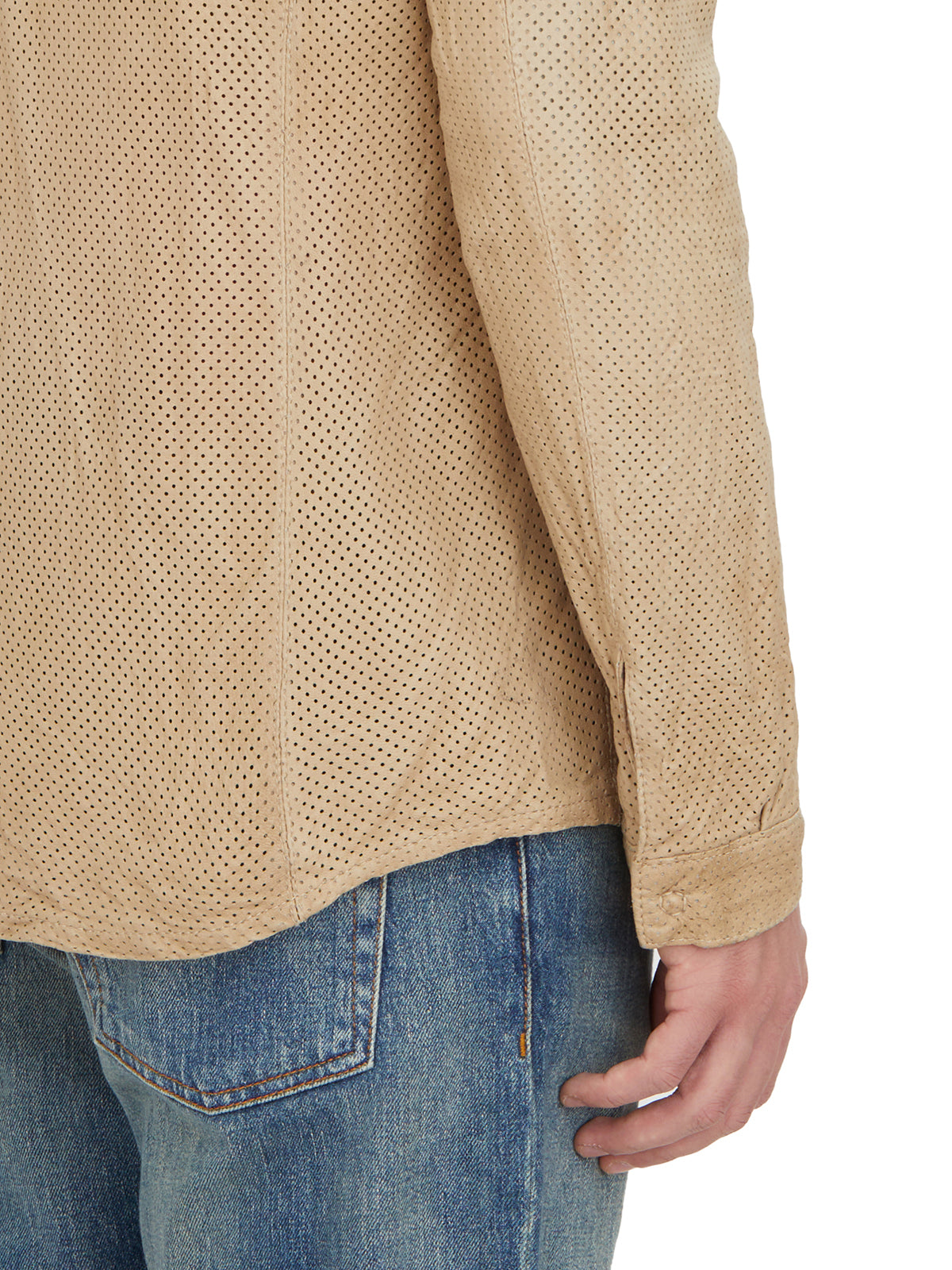 GIORGIO BRATO Men's Perforated Leather Shirt - Size 50