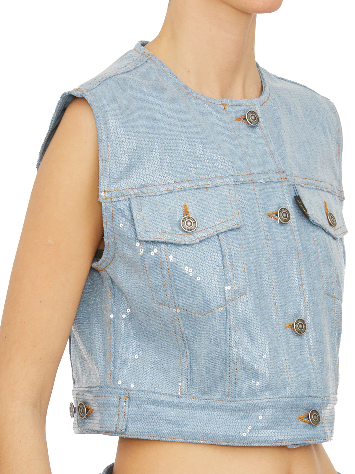 HAIKURE Sleeveless Mini Gilet with Sequin Detail