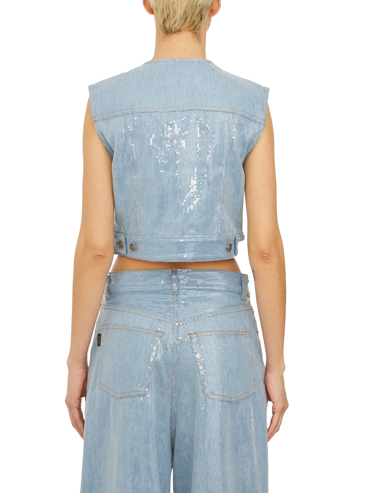 HAIKURE Sleeveless Mini Gilet with Sequin Detail