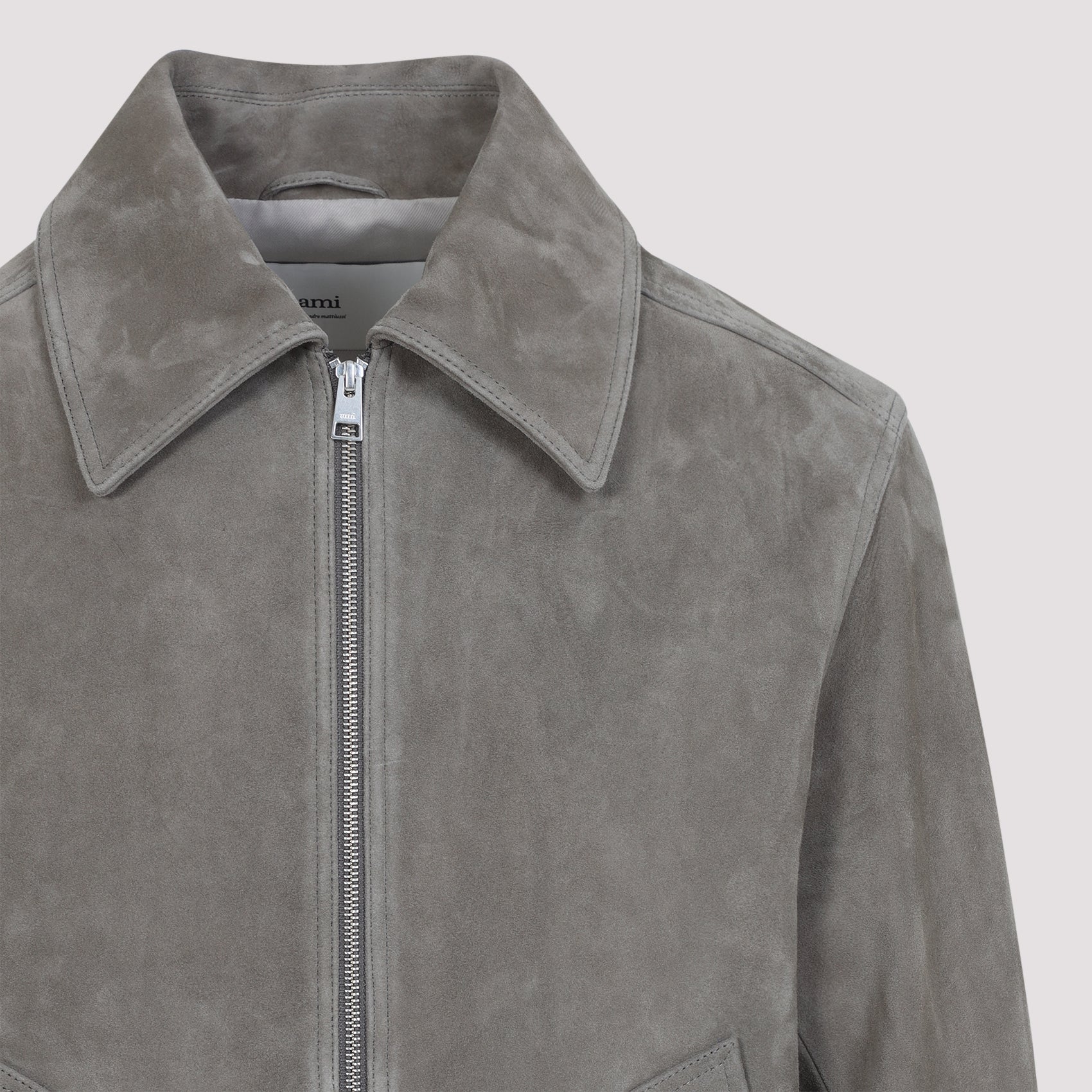 AMI PARIS Suede Zip-Up Jacket for Men
