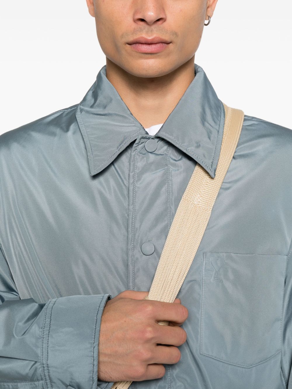 AMI PARIS Classic Nylon Overshirt with Point Collar - Men’s Outerwear