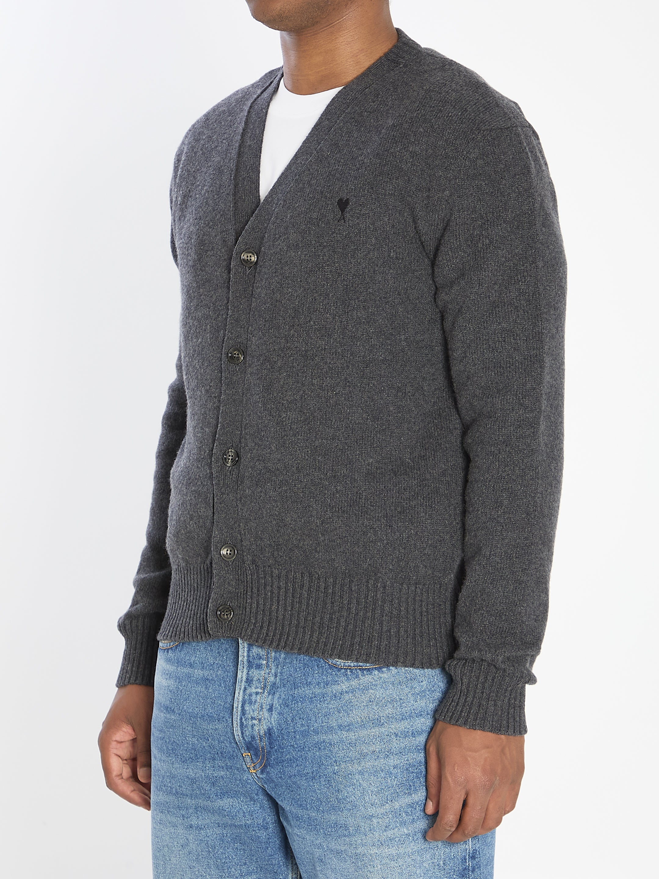 AMI PARIS Classic Cashmere Cardigan for Men