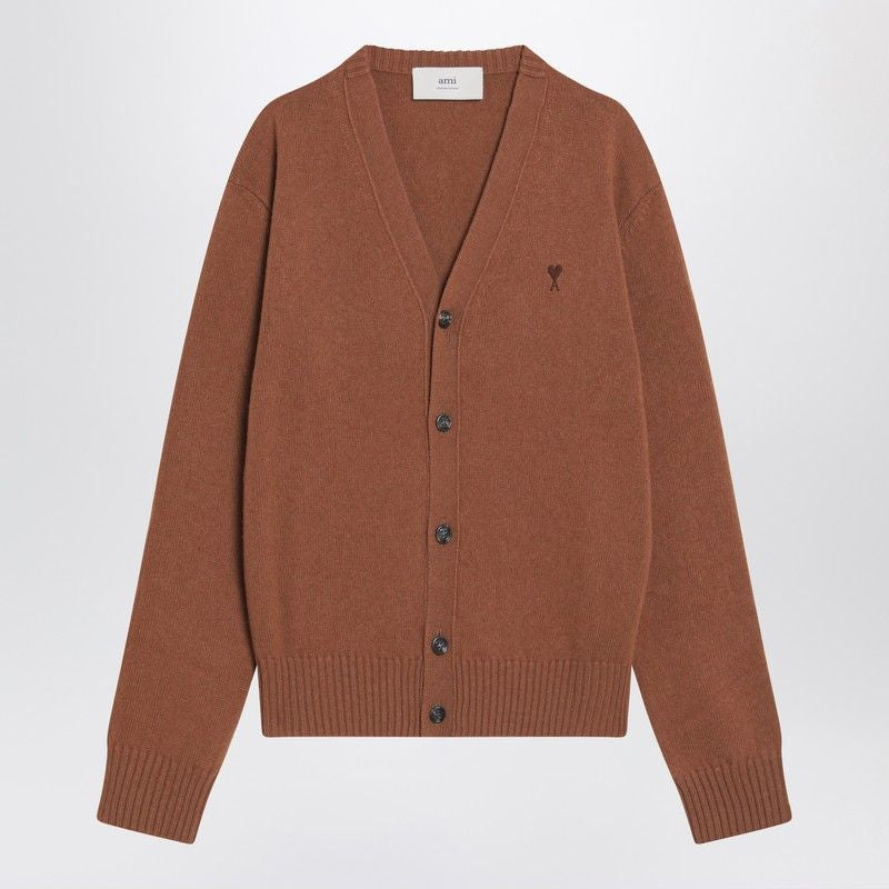 AMI PARIS AMI OF COEUR Cardigan with V-Neck and Button Closure
