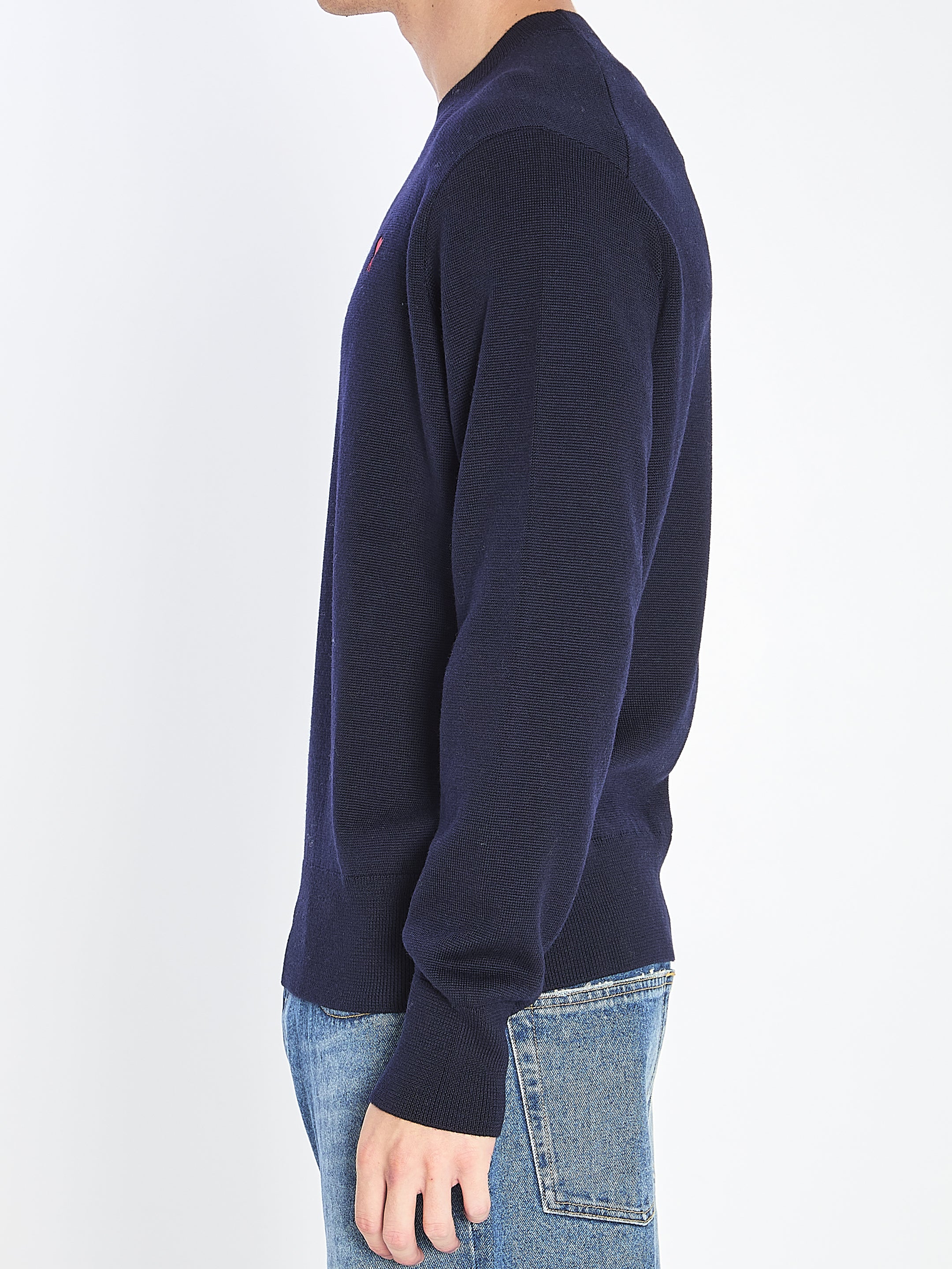 AMI PARIS Men's Regular Fit Merino Wool Sweater - Size XL