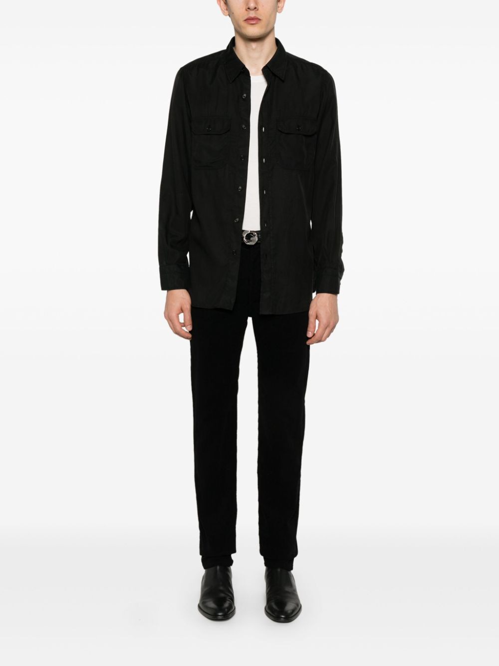 TOM FORD Fluid Twill Military Fit Shirt - Men's