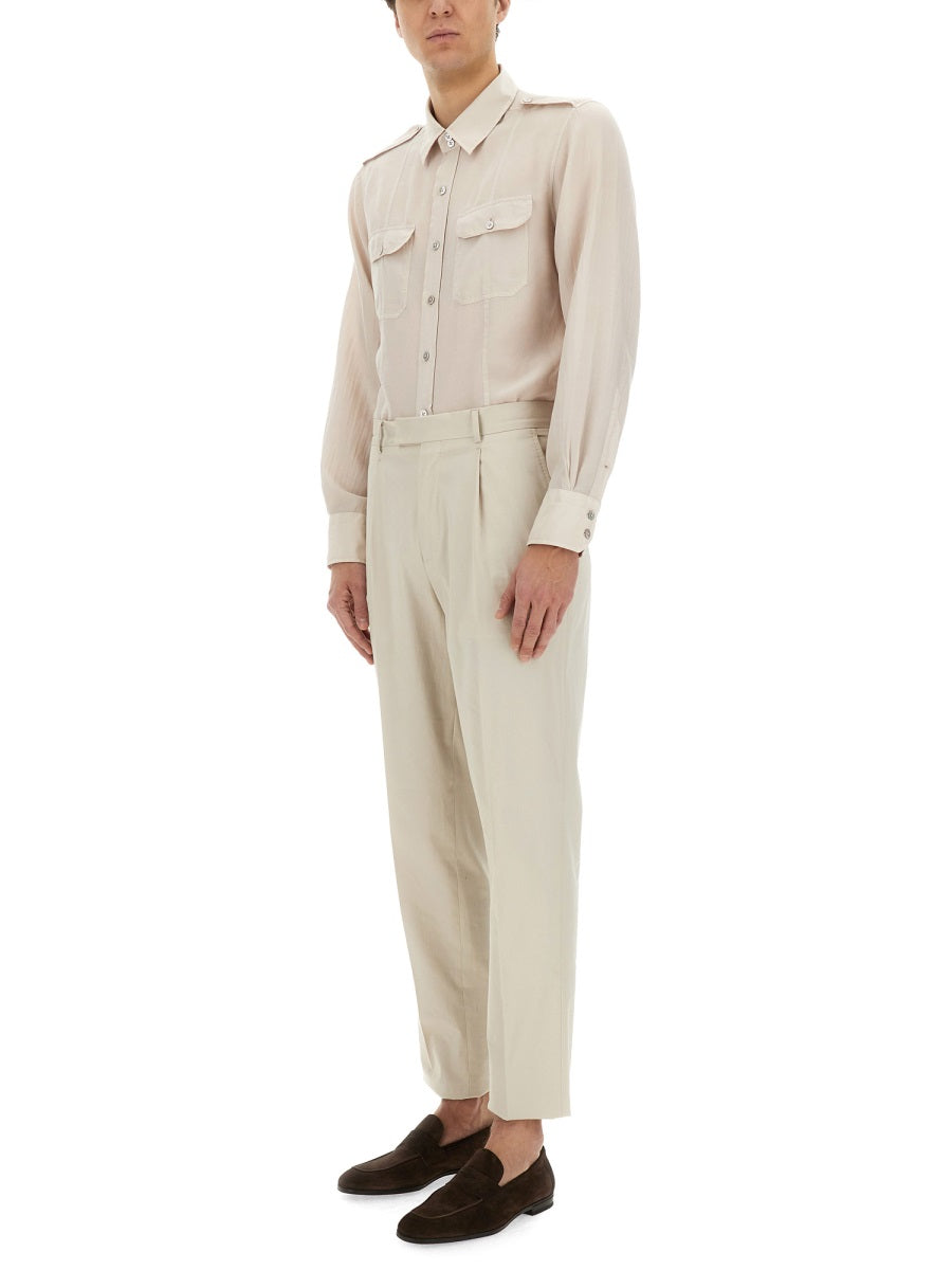 TOM FORD Military-Inspired Cotton and Silk Shirt - Size 42