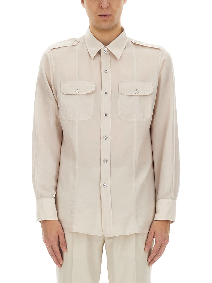 TOM FORD Military-Inspired Cotton and Silk Shirt - Size 42