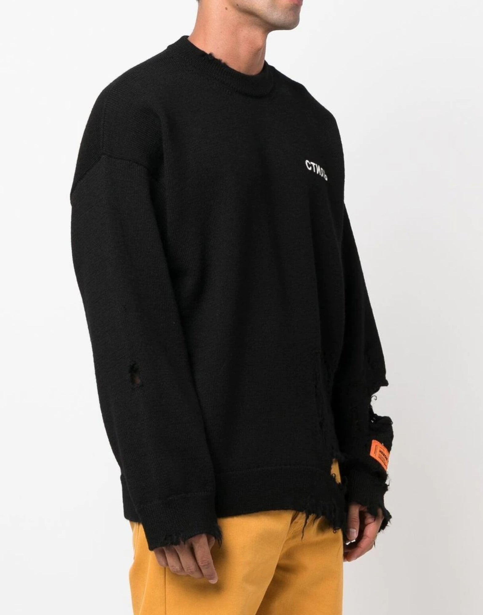 HERON PRESTON Shredded Knit Sweater for Men - SS25 Collection