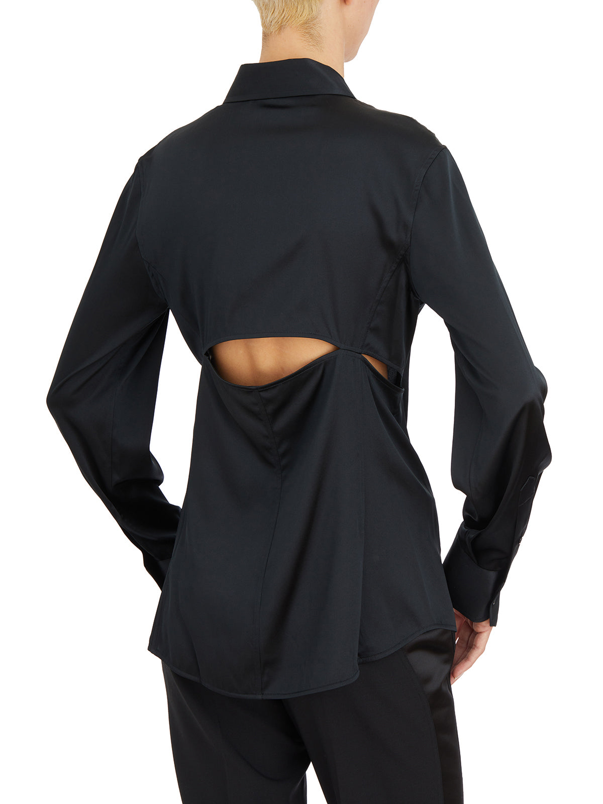 HELMUT LANG Silk Button-Up Shirt with Pointed Collar - Size S