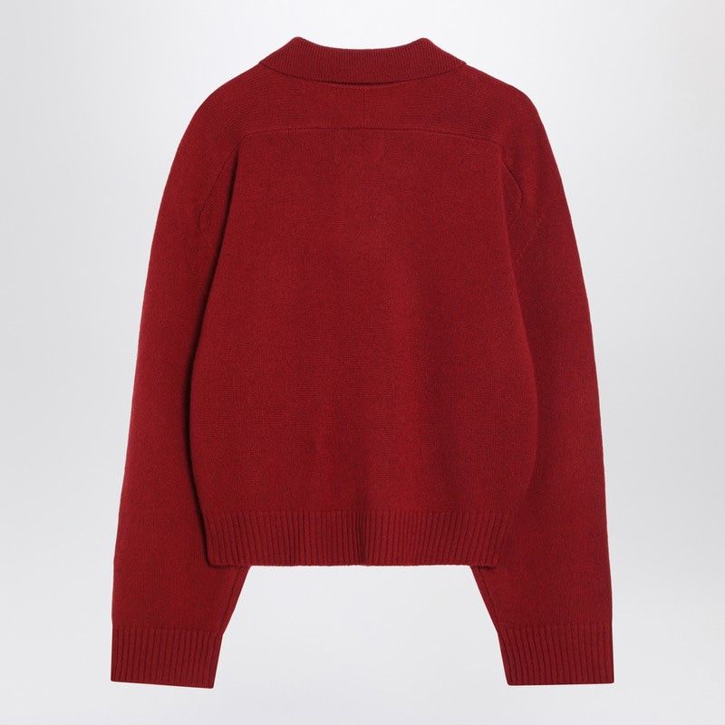 LOULOU DE SAISON Cashmere Sweater with Polo-Style Collar and Ribbed Trims