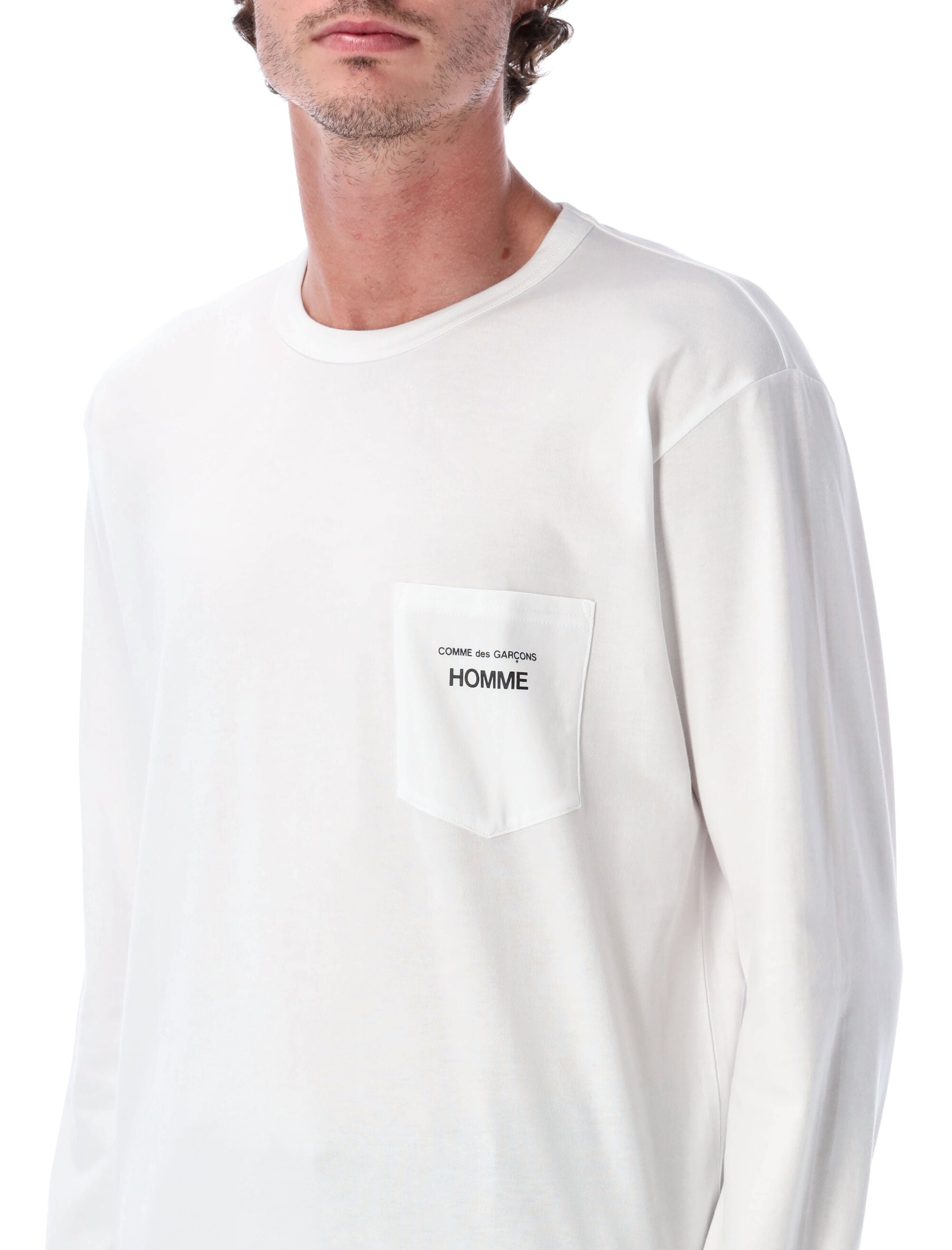 COMME DES GARÇONS HOMME PLUS Men's Long Sleeve Cotton T-Shirt - Relaxed Fit, Size L