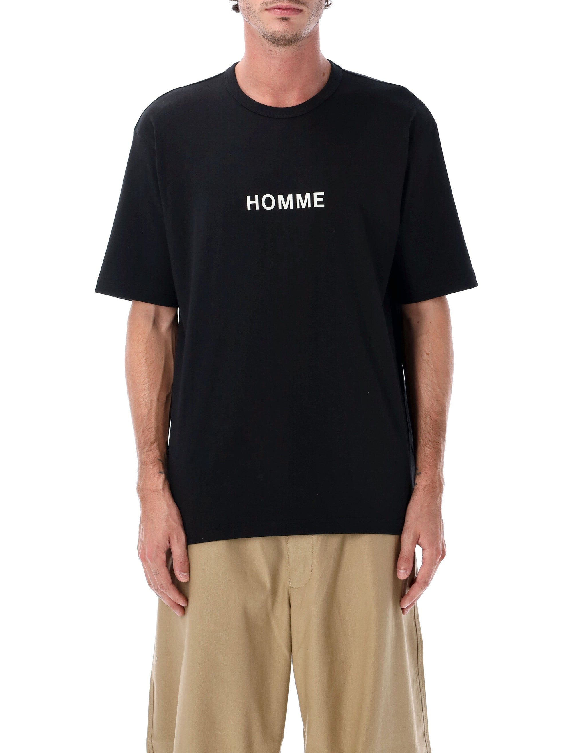 COMME DES GARÇONS HOMME PLUS Relaxed Logo Print Short Sleeve T-Shirt - Size L