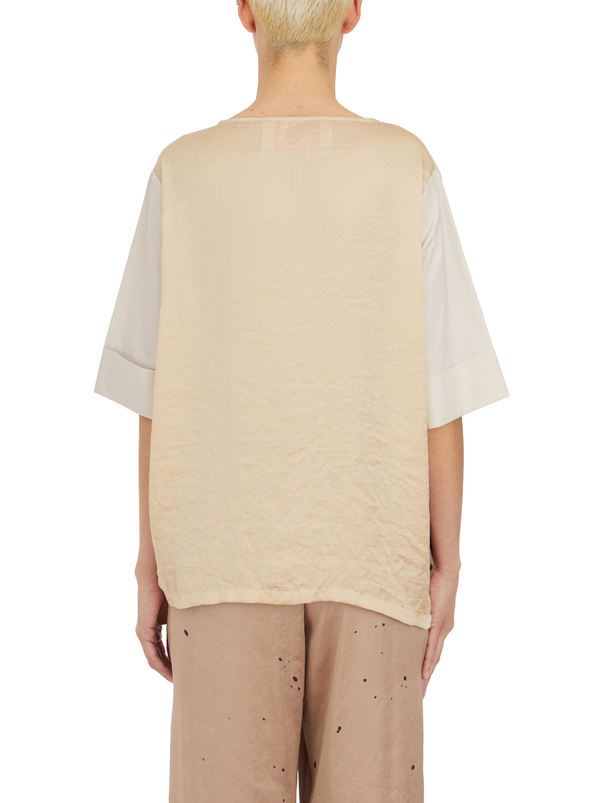 COLLECTION PRIVEE Bimaterial Crew Neck T-Shirt - Size 40