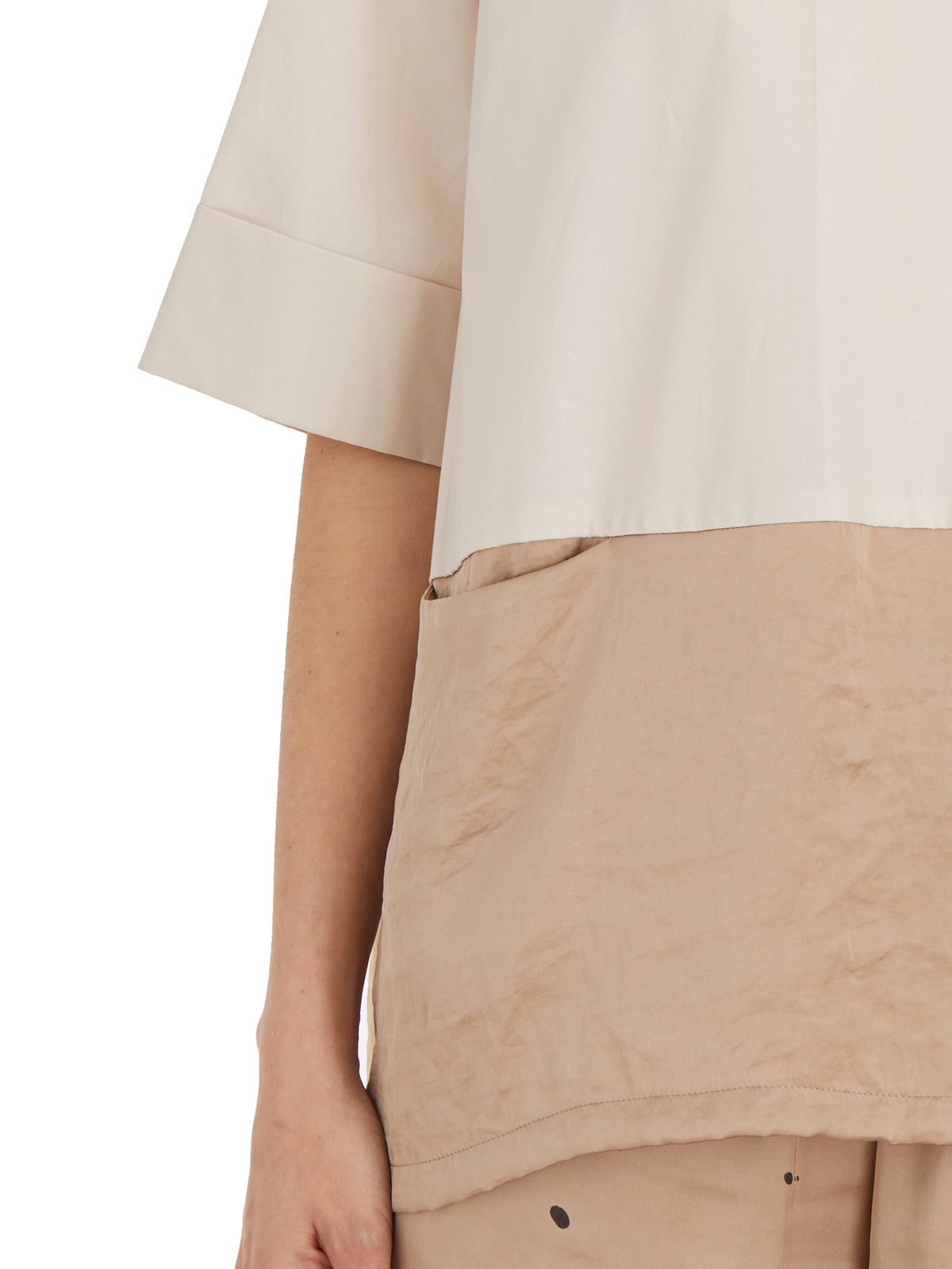 COLLECTION PRIVEE Bimaterial Crew Neck T-Shirt - Size 40