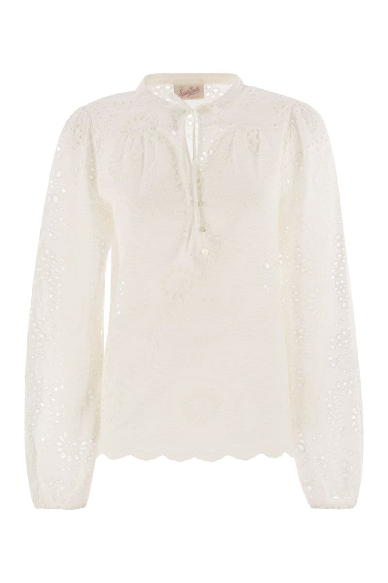 MC2 SAINT BARTH Oversized Mandarin Collar Blouse