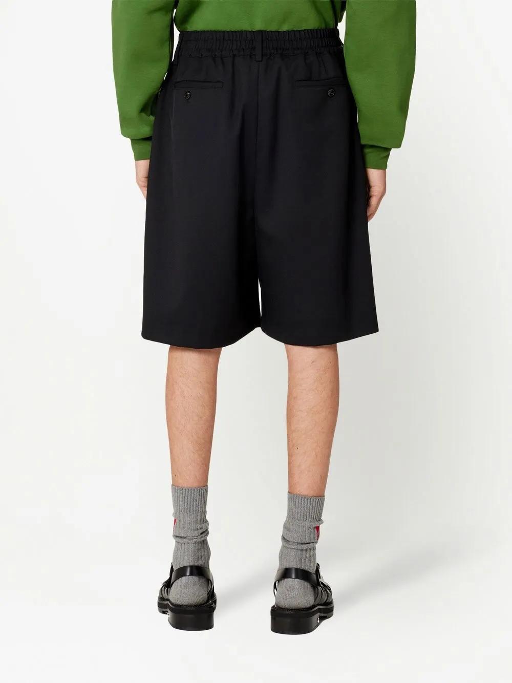 AMI PARIS Wool Blend Bermuda Shorts with Elastic Waistband