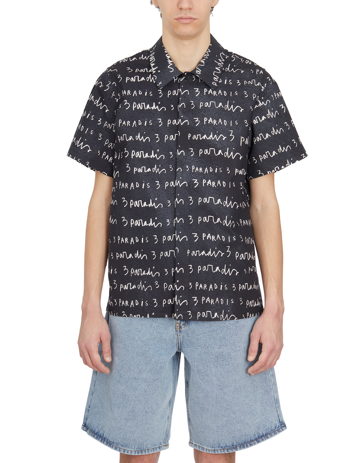 3PARADIS Men's Logo Print Short Sleeve Shirt - Size L