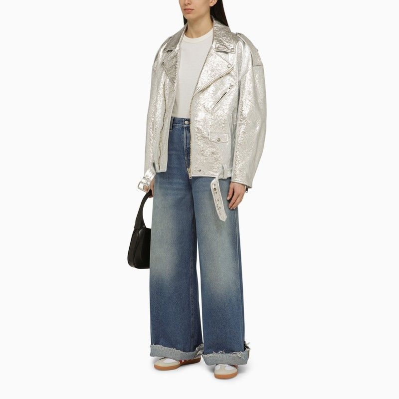 HALFBOY Women's Silver Leather Mini Jacket