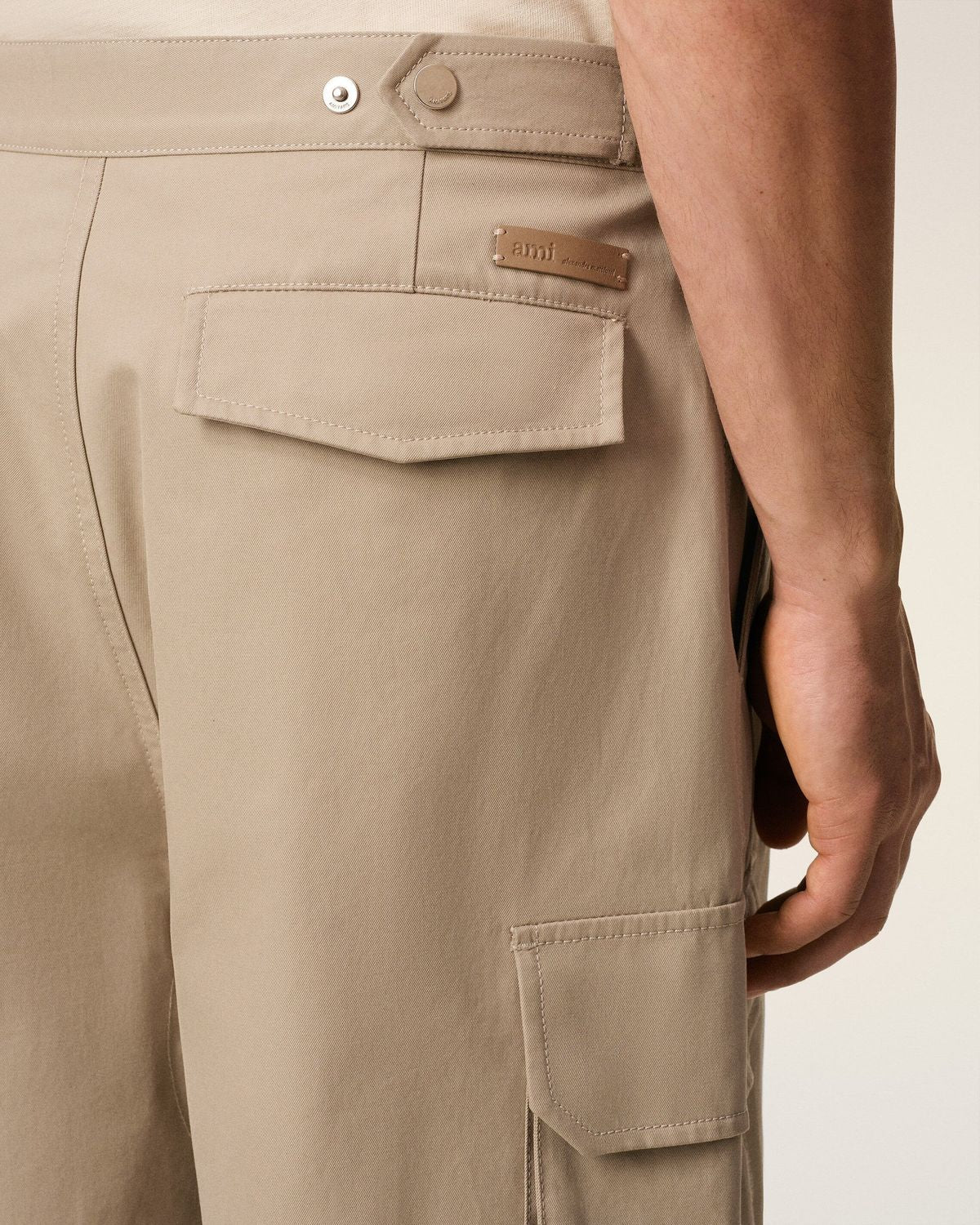 AMI PARIS Gabardine Cargo Trousers - FW25 Collection