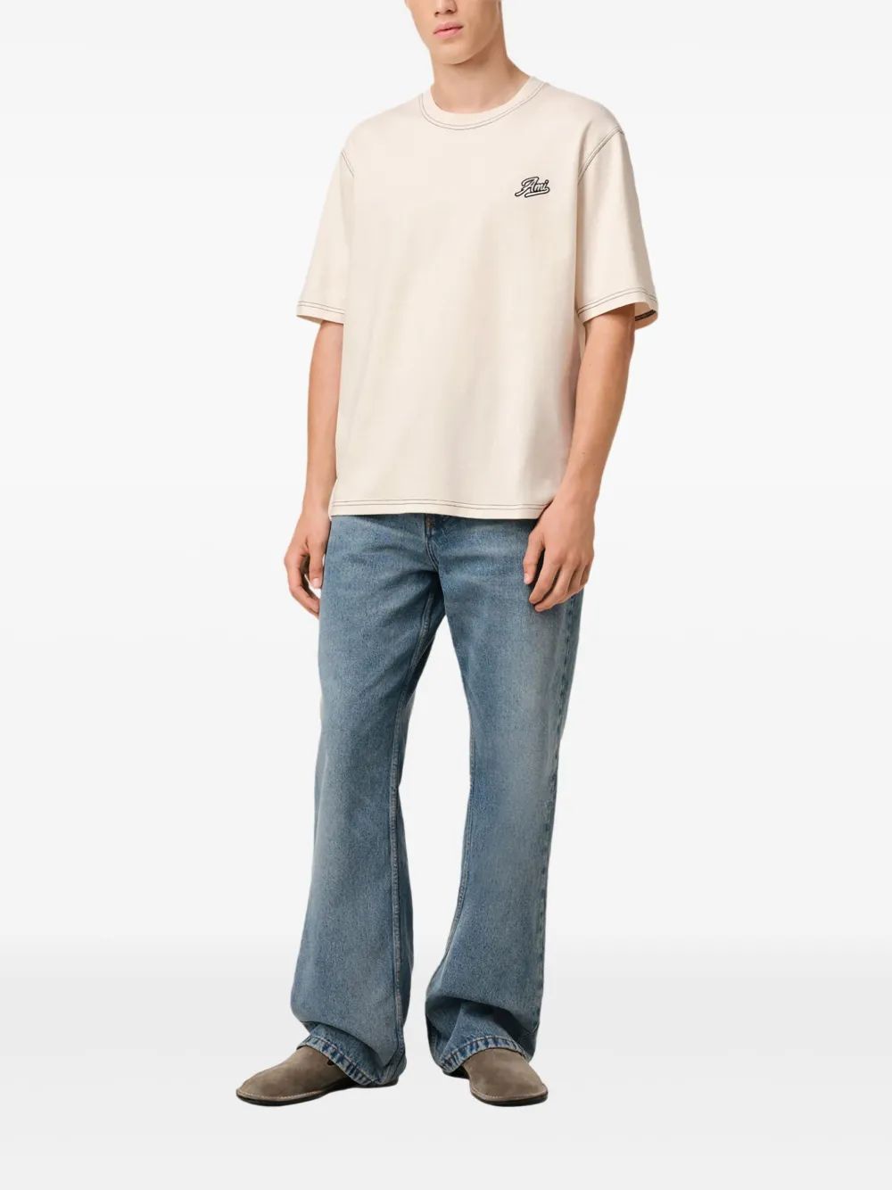 AMI PARIS Contrast Stitch Cotton T-Shirt - Men's SS25