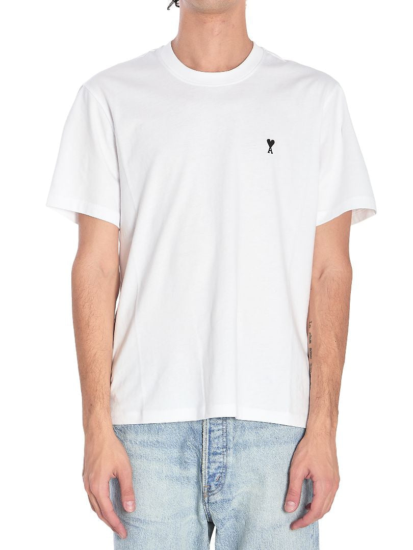 AMI PARIS Men's Short Sleeve T-Shirt with Contrast Logo