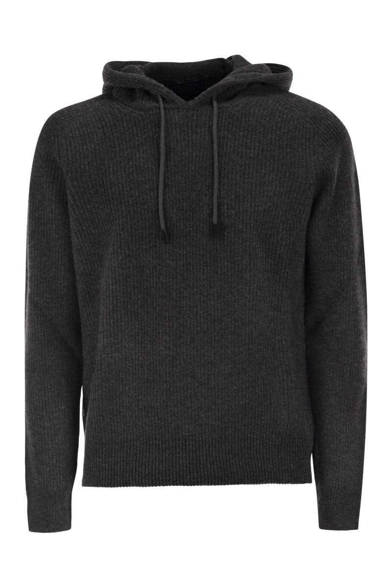 TAGLIATORE Hooded Ribbed Sweater