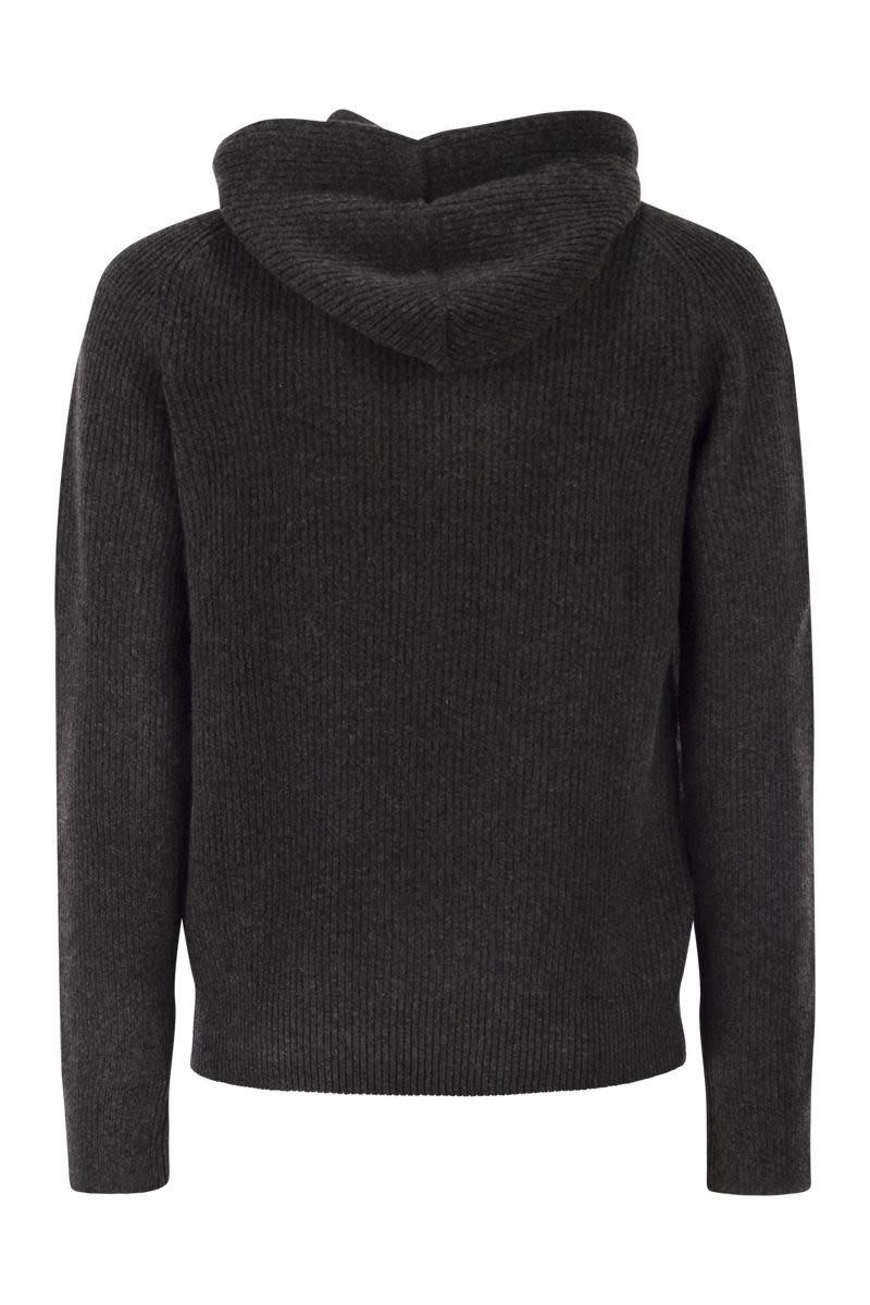 TAGLIATORE Hooded Ribbed Sweater