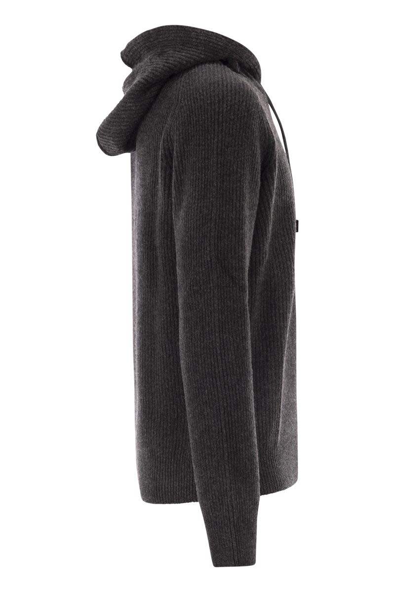 TAGLIATORE Hooded Ribbed Sweater