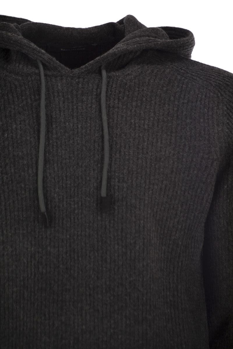 TAGLIATORE Hooded Ribbed Sweater