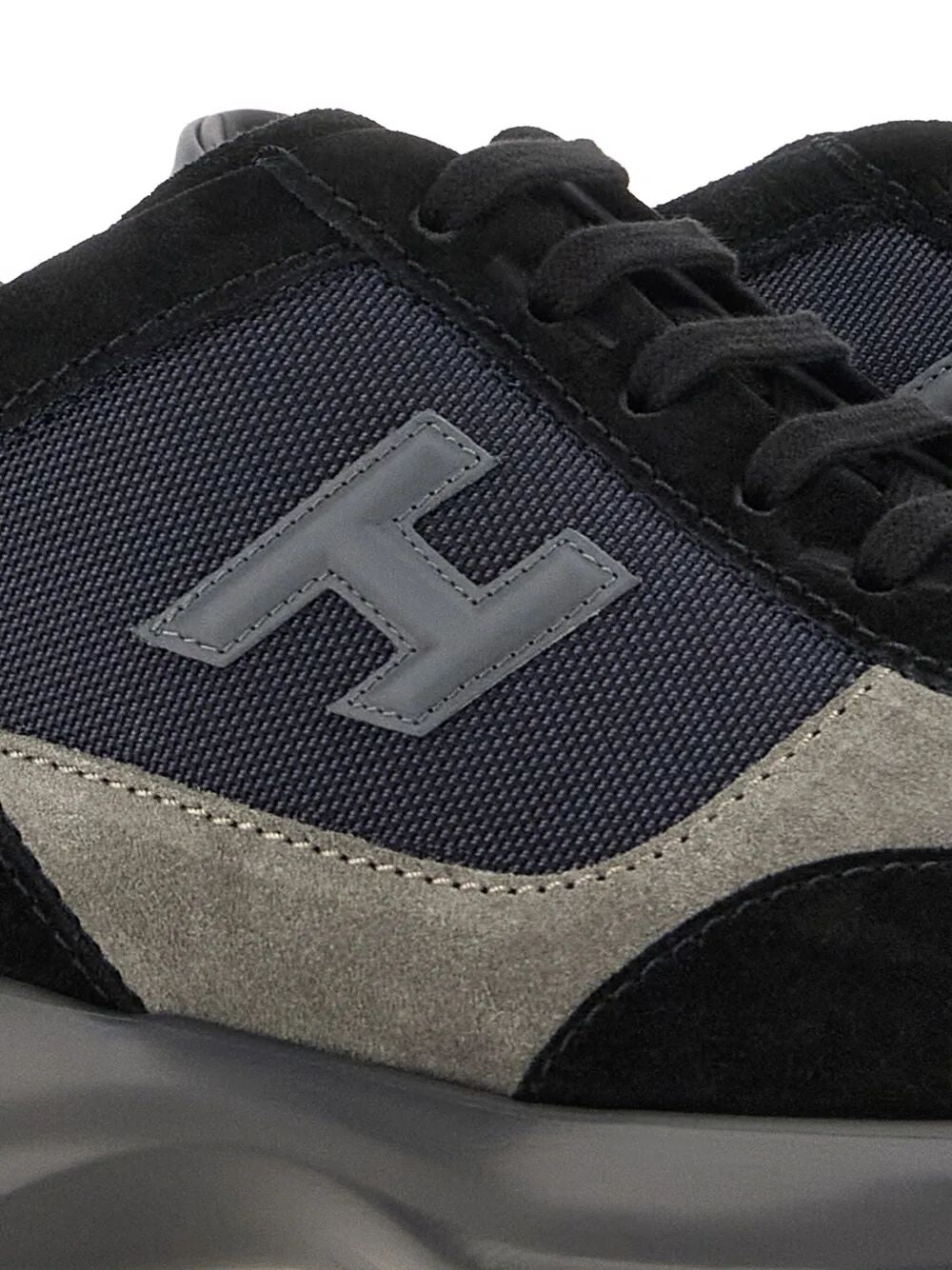 HOGAN Suede and Smooth Leather Interactive Sneakers with Technical Fabric Inserts
