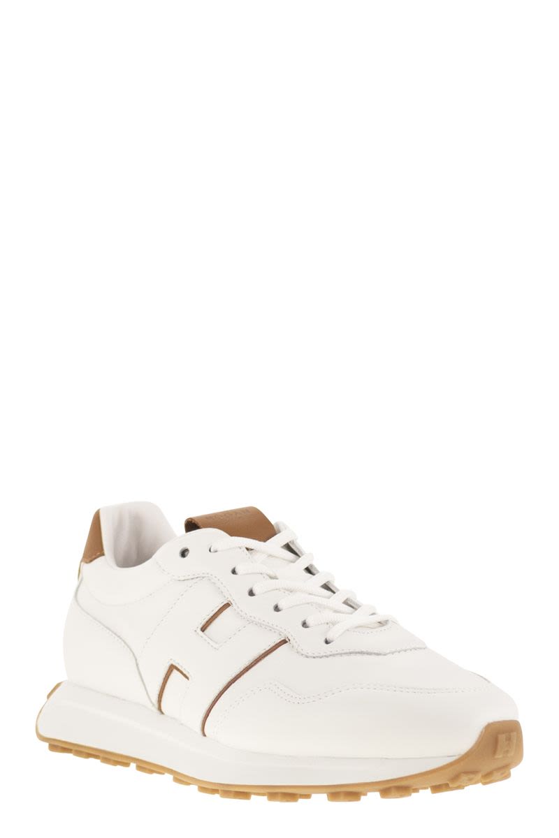 HOGAN Leather Sneaker with Contrast Detailing for Men
