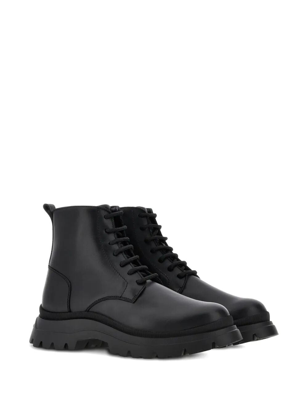 HOGAN Lace-Up Leather Boots with Zip for Men - FW25 Collection