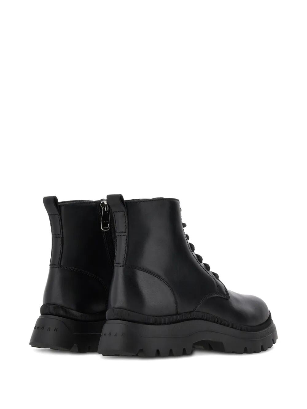 HOGAN Lace-Up Leather Boots with Zip for Men - FW25 Collection