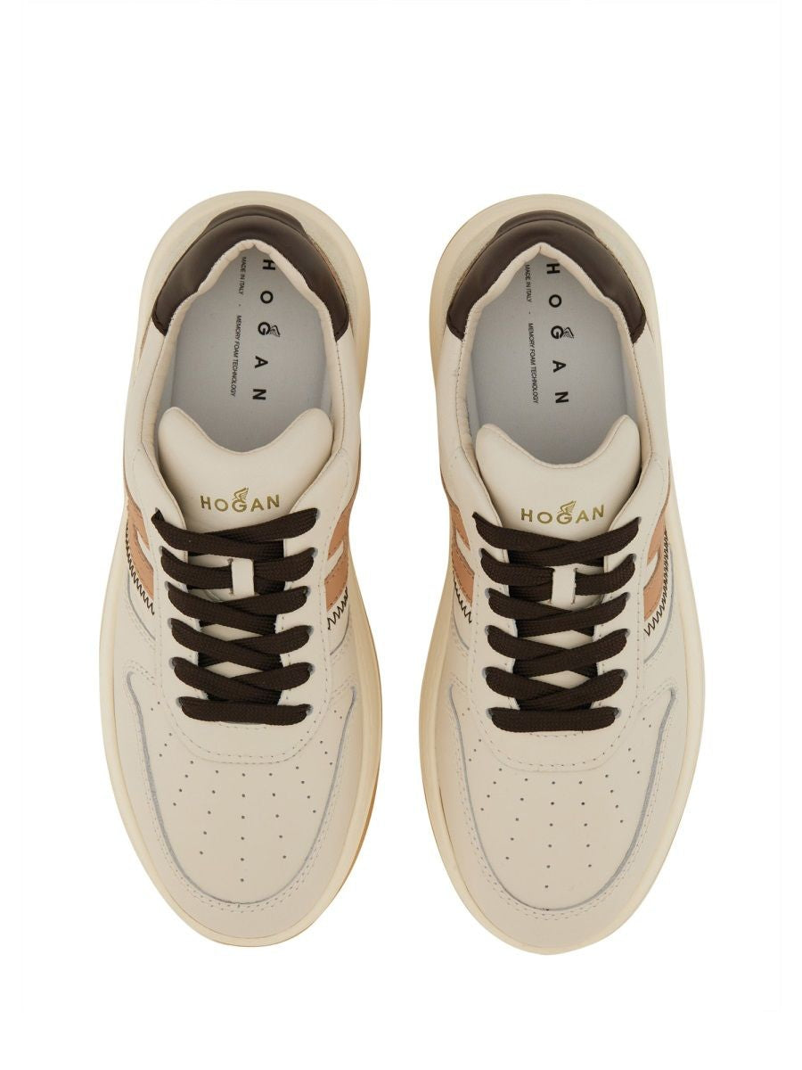 HOGAN Leather Trainers with Iconic Side H - Women's