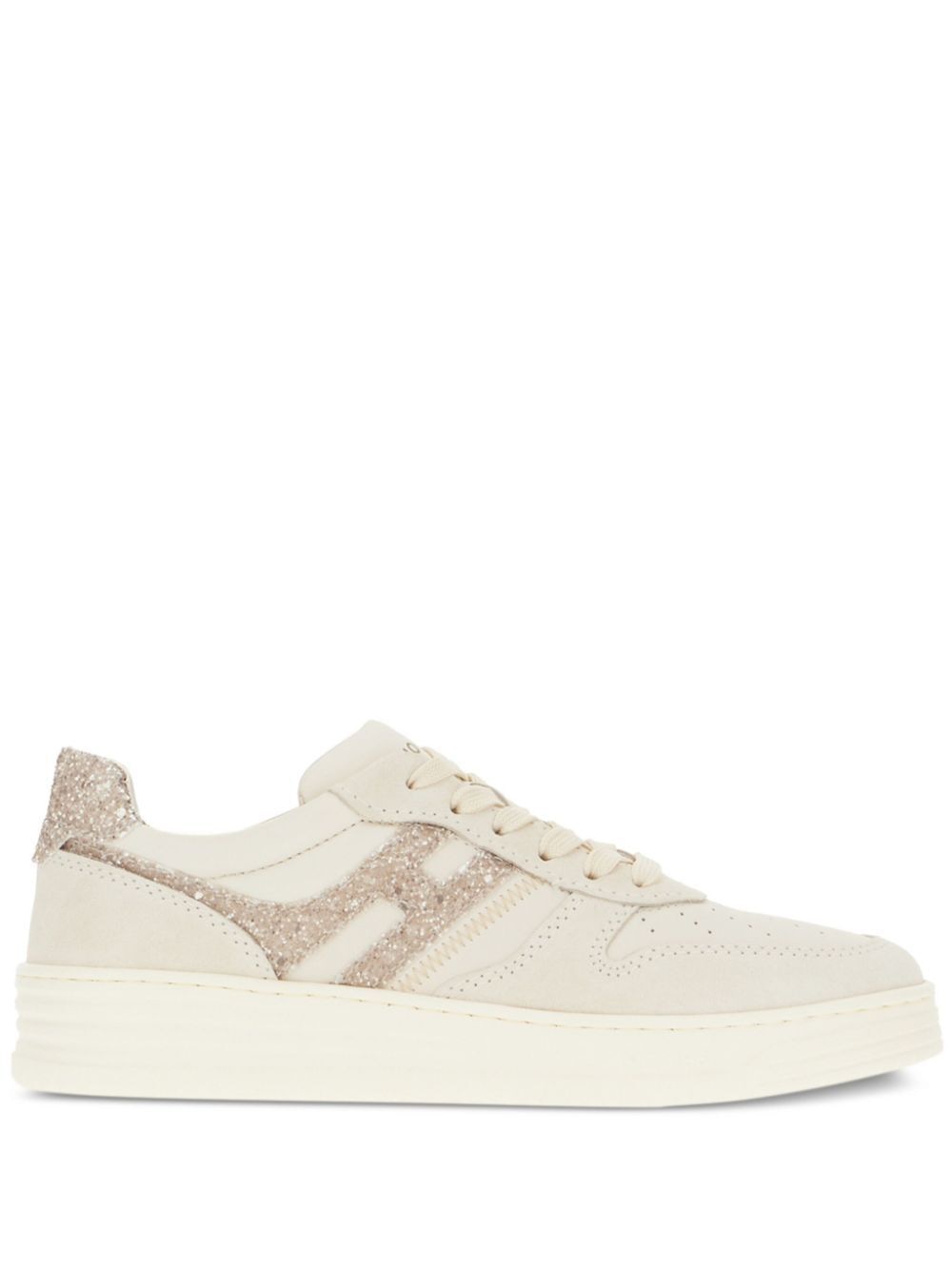 HOGAN Elegant Suede and Smooth Leather H630 Mini Sneaker with Glittered Detail