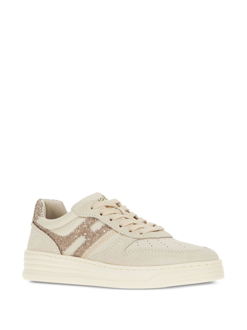 HOGAN Elegant Suede and Smooth Leather H630 Mini Sneaker with Glittered Detail