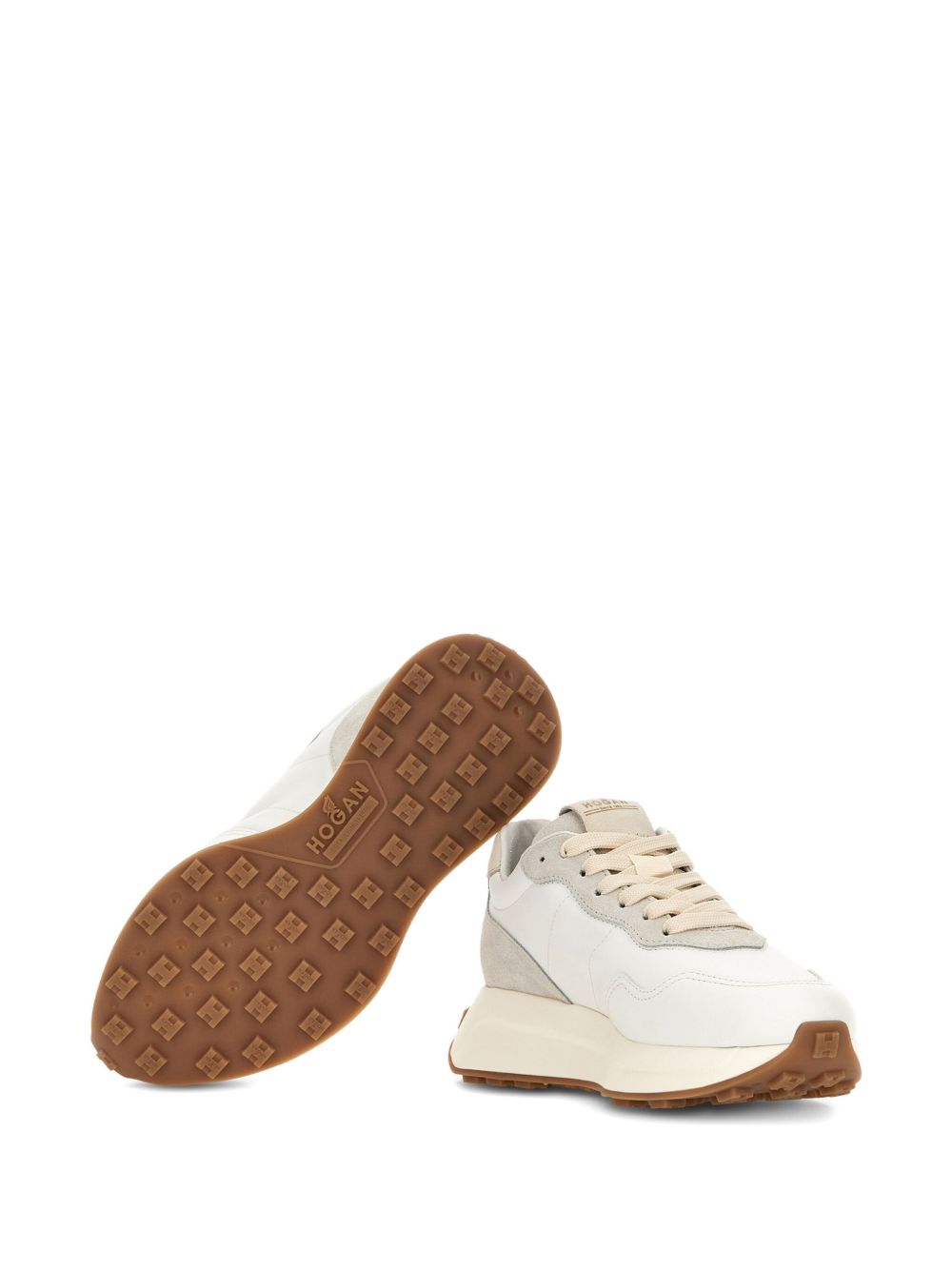 HOGAN Smooth Leather Women’s Sneaker with Beige Inserts - Size IT