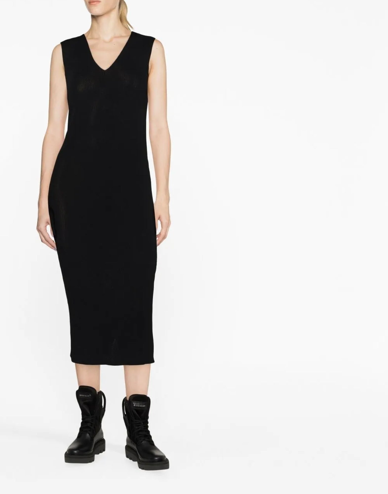 MONCLER Knit Logo Midi Dress - Sleek and Stylish